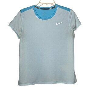 Nike Women's Breathe Rapid Dri -Fit Running Tee Blue Short Sleeve M